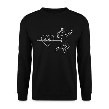 Badminton Herzschlag - Unisex Pullover - Schwarz - Vorne - Alina (178cm) & Michal (187cm)