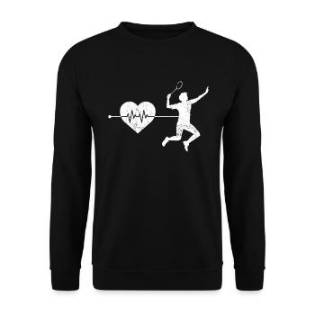 Badminton Herzschlag - Unisex Pullover - Schwarz - Vorne - Alina (178cm) & Michal (187cm)