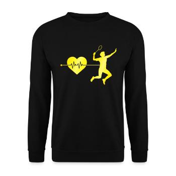 Badminton Herzschlag - Unisex Pullover - Schwarz - Vorne - Alina (178cm) & Michal (187cm)
