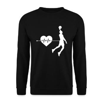 Basketball Herzschlag - Unisex Pullover - Schwarz - Vorne - Alina (178cm) & Michal (187cm)