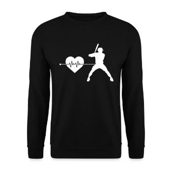 Baseball Herzschlag - Unisex Pullover - Schwarz - Vorne - Alina (178cm) & Michal (187cm)