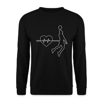 Basketball Herzschlag - Unisex Pullover - Schwarz - Vorne - Alina (178cm) & Michal (187cm)