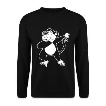Dab Dance Monkey Orangutan Monkey Lover - Dabbing - Unisex Sweatshirt - black - Front - Alina (178cm) & Michal (187cm)