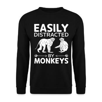 Orangutan Monkey Lover - Facilement distrait par Monk - Sweat-shirt Unisexe - noir - Devant - Alina (178cm) & Michal (187cm)