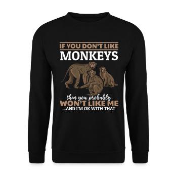 Orangutan Monkey Lover - Chimpanzee Orangutan Monk - Unisex Pullover - Schwarz - Vorne - Alina (178cm) & Michal (187cm)