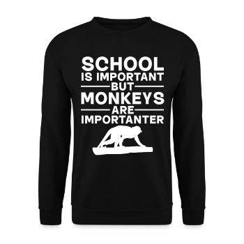 Singe - L’école est importante mais les singes sont importants - Sweat-shirt Unisexe - noir - Devant - Alina (178cm) & Michal (187cm)