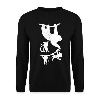 Funny Monkeys Chimpanzee Orangutan Monkey Hanging - Unisex Pullover - Schwarz - Vorne - Alina (178cm) & Michal (187cm)