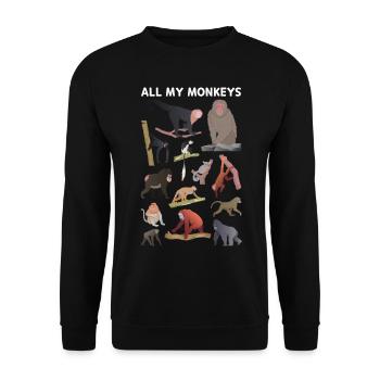 Chimpanzee Orangutan Monkey Lover - All My Monkeys - Unisex Sweatshirt - black - Front - Alina (178cm) & Michal (187cm)