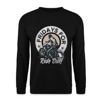 Motorrad Fridays For Ride Out Motorradfahrer - Unisex Pullover - Schwarz - Vorne - Alina (178cm) & Michal (187cm)