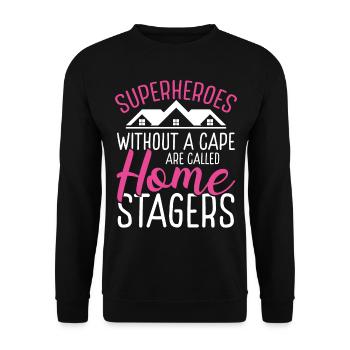 Home Staging Superhero Interior Decorating Stager - Unisex Pullover - Schwarz - Vorne - Alina (178cm) & Michal (187cm)