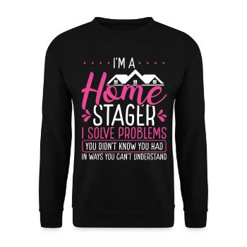 Home Staging solve problems Interior Home Stager - Unisex Pullover - Schwarz - Vorne - Alina (178cm) & Michal (187cm)