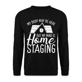 Home Stager interior My Mind is Home Staging - Unisex Pullover - Schwarz - Vorne - Alina (178cm) & Michal (187cm)