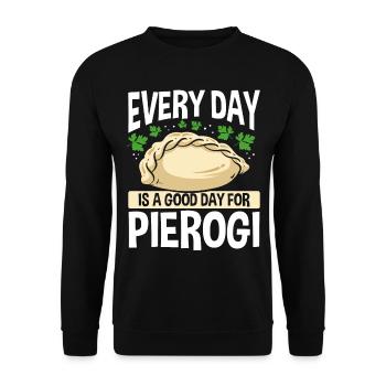 Pierogi Making Every Day is a good day for Pierogi - Unisex Sweatshirt - black - Front - Alina (178cm) & Michal (187cm)