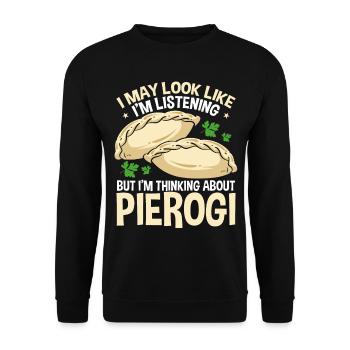 Pierogi Making Thinking about Polish Food - Unisex Sweatshirt - black - Front - Alina (178cm) & Michal (187cm)