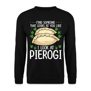 Pierogi Maker Comme je regarde la nourriture polonaise - Sweat-shirt Unisexe - noir - Devant - Alina (178cm) & Michal (187cm)