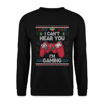 Je ne peux pas vous entendre dans le jeu de Noël - Sweat-shirt Unisexe - noir - Devant - Alina (178cm) & Michal (187cm)
