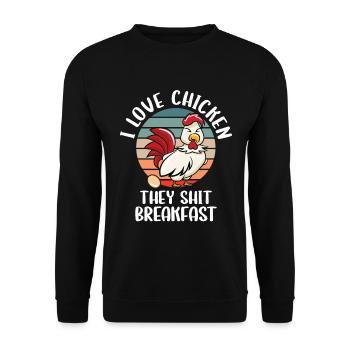 I Love Chicken They Shit Breakfast - Unisex Sweatshirt - black - Front - Alina (178cm) & Michal (187cm)