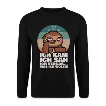Paresseux je suis venu j’ai vu j’ai oublié ce que je voulais - Sweat-shirt Unisexe - noir - Devant - Alina (178cm) & Michal (187cm)