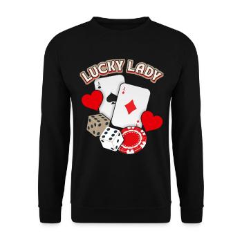 Lucky Lady, chance dans le jeu, bonheur amoureux - Sweat-shirt Unisexe - noir - Devant - Alina (178cm) & Michal (187cm)