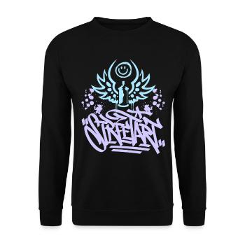 Streetart, Urban-Graffiti, Graffiti-Grunge - Unisex Pullover - Schwarz - Vorne - Alina (178cm) & Michal (187cm)