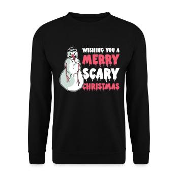 Frohe schaurige Weihnachten Halloween - Unisex Pullover - Schwarz - Vorne - Alina (178cm) & Michal (187cm)