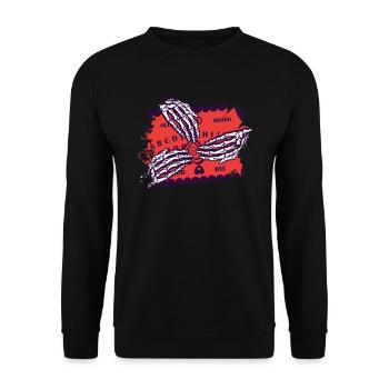 Retro Halloween Skeleton Playing Ouija Horror - Unisex Sweatshirt - black - Front - Alina (178cm) & Michal (187cm)