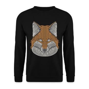 Fuchs Waldtier Design gepunktet mit Tierkopf - Unisex Pullover - Schwarz - Vorne - Alina (178cm) & Michal (187cm)