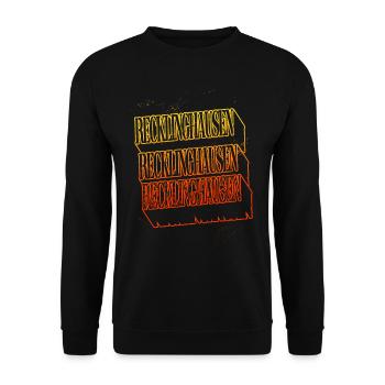 Recklinghausen Deutschland Stadt Skyline Schrift - Unisex Pullover - Schwarz - Vorne - Alina (178cm) & Michal (187cm)
