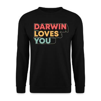 Darwin Loves You Funny Atheist Versus Science For - Unisex Sweatshirt - black - Front - Alina (178cm) & Michal (187cm)