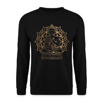 Guatama Buddha Statue Meditating For Buddhist Enth - Unisex Sweatshirt - black - Front - Alina (178cm) & Michal (187cm)