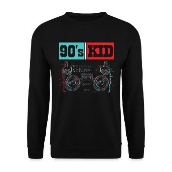 90er Kid Neunziger Dekade 1990 Vintage 90er Party - Unisex Pullover - Schwarz - Vorne - Alina (178cm) & Michal (187cm)