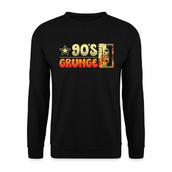 90er Grunge Neunziger Dekade 1990 Vintage 90er - Unisex Pullover - Schwarz - Vorne - Alina (178cm) & Michal (187cm)
