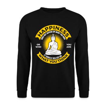 Buddhism Happiness Quote For Buddhist Enthusiast - Unisex Pullover - Schwarz - Vorne - Alina (178cm) & Michal (187cm)