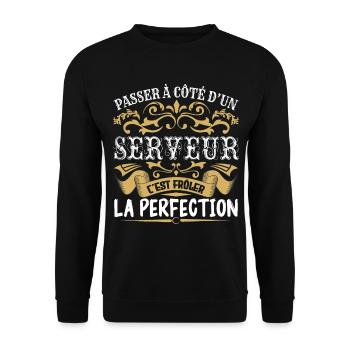 Le Meilleur Serveur | Serveur à la perfection - Sweat-shirt Unisexe - noir - Devant - Alina (178cm) & Michal (187cm)