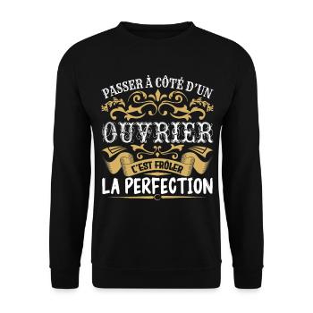 Le Meilleur Ouvrier | Ouvrier à la perfection - Sweat-shirt Unisexe - noir - Devant - Alina (178cm) & Michal (187cm)