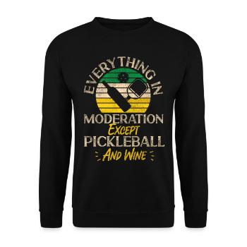 Pickleball Wine Retro Vintage - Unisex Sweatshirt - black - Front - Alina (178cm) & Michal (187cm)