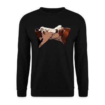 2 beef animal head motif print with bull - Unisex Sweatshirt - black - Front - Alina (178cm) & Michal (187cm)