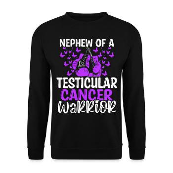 Testicular Cancer Awareness Nephew Aunt Uncle - Unisex Pullover - Schwarz - Vorne - Alina (178cm) & Michal (187cm)