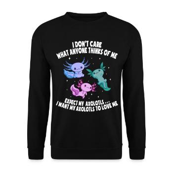 Axolotl Mexican sea salamander amphibians - Unisex Sweatshirt - black - Front - Alina (178cm) & Michal (187cm)