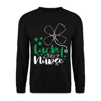 Lucky To Be A Nurse - Unisex Sweatshirt - black - Front - Alina (178cm) & Michal (187cm)