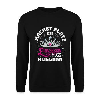 Machet Platz Die Prinzessin Muss Hullern - Unisex Pullover - Schwarz - Vorne - Alina (178cm) & Michal (187cm)