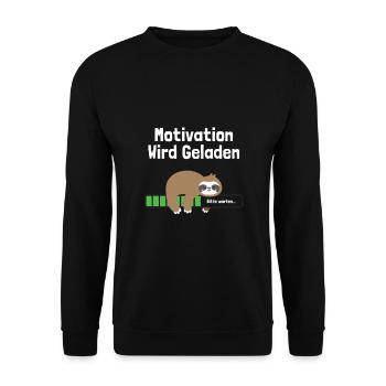 Motivation Wird Geladen Faultier Lustig - Unisex Pullover - Schwarz - Vorne - Alina (178cm) & Michal (187cm)
