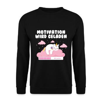 Motivation is loading unicorn baby - Unisex Sweatshirt - black - Front - Alina (178cm) & Michal (187cm)