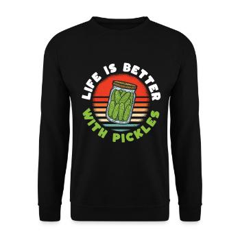 Life Is Better With Pickles - Unisex Pullover - Schwarz - Vorne - Alina (178cm) & Michal (187cm)
