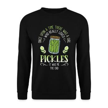 Just A Girl Who Really Loves Pickles - Unisex Pullover - Schwarz - Vorne - Alina (178cm) & Michal (187cm)