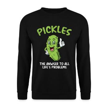 Pickles The Anwser To All Lifes Problems - Unisex Pullover - Schwarz - Vorne - Alina (178cm) & Michal (187cm)