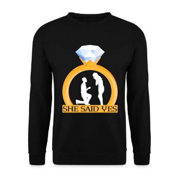 Proposition de fiançailles de couple de la Saint-Valentin Journée du cœur - Sweat-shirt Unisexe - noir - Devant - Alina (178cm) & Michal (187cm)