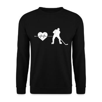 Eishockey Herzschlag - Unisex Pullover - Schwarz - Vorne - Alina (178cm) & Michal (187cm)