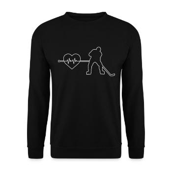 Eishockey Herzschlag - Unisex Pullover - Schwarz - Vorne - Alina (178cm) & Michal (187cm)