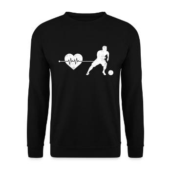Fußball Herzschlag - Unisex Pullover - Schwarz - Vorne - Alina (178cm) & Michal (187cm)